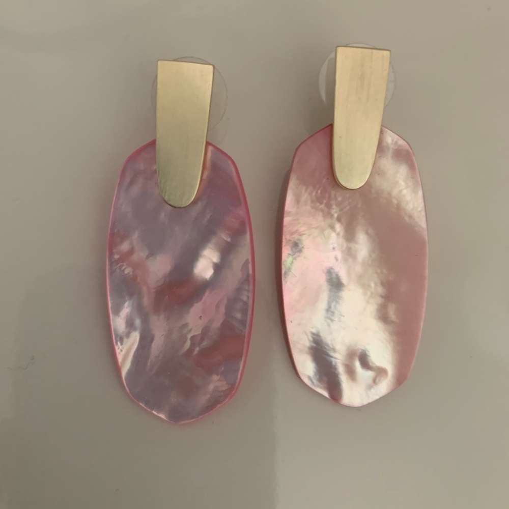 Kendra Scott Pink Earrings with Gold Trim - NEW